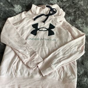 Under Armour Loose Fit XS Hoodie Sweatshirt Pale Pink with Black & Silver Logo